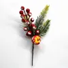 Flores decorativas 1pc Simulação artificial A agulhas de pinheiro galhos de plantas falsas para a janela da árvore de Natal, ano 2022 decoração DIY