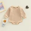 Rompers Baby Girl Boy Spring Autumn Romper Solid Color Crew Neck Long Sleeve Snaps Sweatshirt Jumpsuit Cotton Clothes J220922