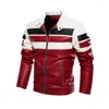 Men's Jackets Men Jacket 2023 Men's Winter Man Motorcycle Suit Color-block PU Leather Coat Suede Clothing