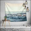 Tapestries Tapestries Modern Art Ocean Tapestry Beach Home Fabric Dream Scenery Night Blue Aesthetic Wandkleed Textile By50ta Drop de Dh0qd