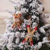 Décorations de noël 2022 traîneau en bois suspendu ornement noël fête année décoration arbre habiller Mini pendentif