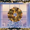 Decorative Flowers Christmas Wreath With Colored Balls AndLED Small White Lights Decoration Year Party Decorations 8