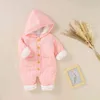 Pagliaccetti Autunno Inverno Neonate Ragazzi Pagliaccetto lavorato a maglia Maniche lunghe con cappuccio Tuta di cotone Neonato Abbigliamento casual Vestiti per bambini J220922