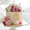 Zapasy imprezy Art Lady Wedding Cake Topper Acryl Gold Miłość do dekoracji urodzinowych