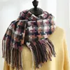 Scarves luxury brand cashmere plaid women scarf winter warm shawl wrap bandana pashmina long tassel female foulard thick blanket 220922