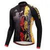 2024 Pro Mens Night Rider Jersey de ciclismo de inverno Conjunto de mangas compridas Roupas de bicicleta de bicicleta de bicicleta de ciclismo respirável MTB Roupas de bicicleta Use terno B35