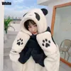 Beretten Fashion Winter Panda Faux Fur Beanies Caps Hat Scarf Handschoenen Zet pluche vrouwen