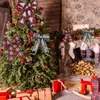 Décorations de Noël Ruban d'arbre confortable Imitation Lin Emballage cadeau Ornement de couronne de Noël unique