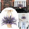 Decorative Flowers Lavender Basket Wreath Artificial Purple Flower Garland Spring Summer For Front Door Window Wall Wedding Party