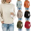 Swetry damskie 2022 imitacja bawełniana stała kolor dzianina gruby nitce wysoko szyi łopatki