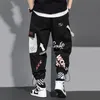 Herenbroek streetwear mannen joggers joggingbroeken print zwarte witte vrachtbroek techwear harem broek enkel lengte broek sport casual running 220922