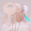 Feestelijke benodigdheden 2022 Pink Happy Birthday Cupcake Topper Ribbon Star Moon Cake For Girls Party Decorations Baby Shower