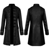 Vestes pour hommes Wepbel Steampunk Manteaux Vintage Uniformes pour hommes Pardessus Halloween Couleur unie Mode Col montant Costume Outwear