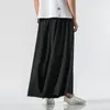 Mens Pants Men Wide Leg Cotton Joggers Retro Loose Trousers Man Chinese Style Linen Male Big Crotch Nepal Robe 220922
