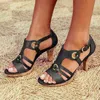 Kledingschoenen Akexiya dames sandalen hoge hakken vrouw bohemia pumps mode vrouwen uitgehold outdoor zomer femme