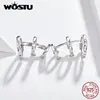 Studörhängen Wostu Double Ear Hole 925 Sterling Silver Twirl Surround Circle For Women Girls Fashion Jewelry CTE0851565125