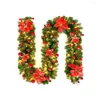 Juldekorationer Garland med ljus 8.9ft rotting Artificial Vine Plants Flowers and Ball Ornaments