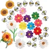 Noties schattige bijen zonnebloem daisy patch voor kleding ijzer op geborduurde applique decoratie naaipatches voor tassen jassen jeans kleding diy accessoires