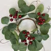 Decorative Flowers Christmas Eucalyptus Candle Ring Wreath 25cm DIY Table Centerpieces Front Door Window Fireplace Hanging Ornaments Home