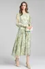 Women's Runway Dresses O Neck Long Sleeves Printed Drop Waist Elegant Fashion Designer Dress Vestidos