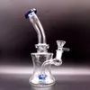 Mini Clear Glass Water Bong Hookahs with Blue Tire Perc Oil Dab Rigs Smoking Pipes