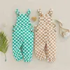 Rompers Toddler Kids Girls Boys Children Jumpsuits Dambord Plaid Sleeveless Bib Rompers Summer Bags Bandages Pants Jumpsuits J220922