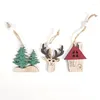 Christmas Decorations 3pcs/pack Tree Wood Painted Elk Pendant Year Xmas Deer Pendants Merry For Home