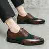 Brogues Derbys Dress Shoes Patchwork Carved Wingtips Lace Up Fashion Business Casual Wedding Everyday Men's Size38-48