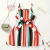 Rompers Sister Matching Outfit DressJumpsuit Sleeveless Colorful Stripe Pattern Elastic Waist Sling Jumpsuit Clothing With Belt J220922