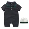 12 jaar baby rompertjes jongen meisje kinderen designer brief streep 100katoen pasgeboren lange mouw korte mouwen jumpsuits hoed 2-delige set4154285