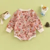 Rompers Baby Girl Long Sleeves Jumpsuit Baby Romper And Autumn Baby Girls Newborn Clothes Flower Print Sweatshirt Romper J220922