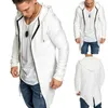 Vestes pour hommes Meihuida automne hiver hommes Csaual à manches longues en coton doux chaud mince solide fermeture éclair Cardigan manteaux sweat à capuche de sport