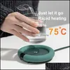 Mats Pads Smart Touch Heating Coasters Adjustment 3 Gear Constant Temperature Cup Warmer Mat Pad Fast Heater Us Plug Drop Delivery 2 Dhngy