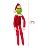 Red Green Christmas Grinchs Doll para Decoración de árboles de Navidad Costilización casera con sombrero Año Nuevo Regalos para niños