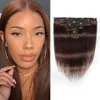 #4 Clip In Human Hair Extensions 8 PCS/Set Remy Braziliaanse rechte clips Ins Hair Weft 120 gram machine gemaakt