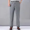 Calça masculina masculino masculino de cintura alta Casual 2022 Linho de linho LOUGO VERMUPANO DE ELASIC