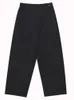 Calças femininas Capris Eam Alta cintura elástica preta Briefas plissadas longas calças largas fit women moda primavera outono 1S430 220922