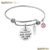 Bangle Inspirational Faith Pink Birthstone Charm Bracciale Bangle Per Donna 60Mm Espandibile In Acciaio Inossidabile Taglia Wire Drop Delivery 20 Dhpdo