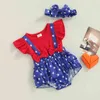 Barboteuses Vêtements de bébé Vêtements pour nouveau-nés Toddler Girls Star Print Fly Sleeve Jumpsuit Bodys Baby Independence Day Outfit J220922