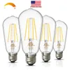 Dimmable Vintage LED Edison Bulbs 60 watt Equivalent E26 Incandescent Light Replacement 800LM 2700K ST58 Antique Filament Lights Bulbs ETL Listed