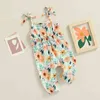 Rompers Girl Summer Jumpsuits 024m nyfödd baby flicka outfit kläder blommigt tryck ärmlöst band romper jumpsuit j220922