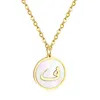 سلاسل ASONSTEEL WHITE Shell Gold Gold Letter Fashion Netlace Netlace Stainless Steel ALPHABET RINCHIN