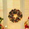 Decorative Flowers Christmas Wreath With Colored Balls AndLED Small White Lights Decoration Year Party Decorations 8