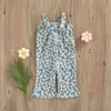 Rompers 024m Barn Playsuits Baby Girls Summer Clothes Daisy Tryckt ärmlöst Patchwork Bow Romper Jumpsuits Girls Totalt J220922