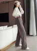 Frauenhose Capris High Taille Wide Leg Women Elastic Bodenlänge Übergroße Freizeithosen Sommer Herbst Schwarzweißanzug 220922