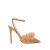 Kl￤nningskor Stylish Mesh Ruffle High Heel Pumpar Kvinnor Pekade t￥sp￤nne Remmar Summer Slingback Sandaler Ladies Heels Party