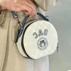 New women's Shoulder Bags Canteen glacier white round cake bag Varsity college style hand-held one-shoulder messenger bag