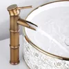 Bathroom Sink Faucets Antique Brass Bamboo Shape Faucet Vessel Basin Mixer Tap Lavatory One Hole / Handle Waterfall