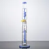 Wholesales 17 Inch Big Bongs Freezable Beaker Bong Build Hookahs Condenser Coil Oil Dab Rigs Green Blue Heady Glass Water Pipes With 18mm Joint Bowl DHL Free