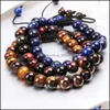 Charm Bracelets 8Mm Cristal Ágata Pedra Natural Tecido Contas Pulseira Para Homens Mulheres Tamanho Ajustável Corda Trançada Feito à Mão Colorf Drop Dhdp5